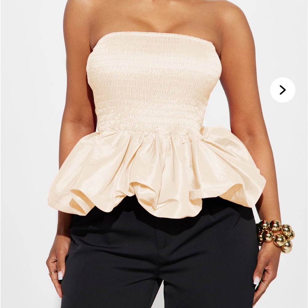 Fashion Nova Cream Strapless Blouse